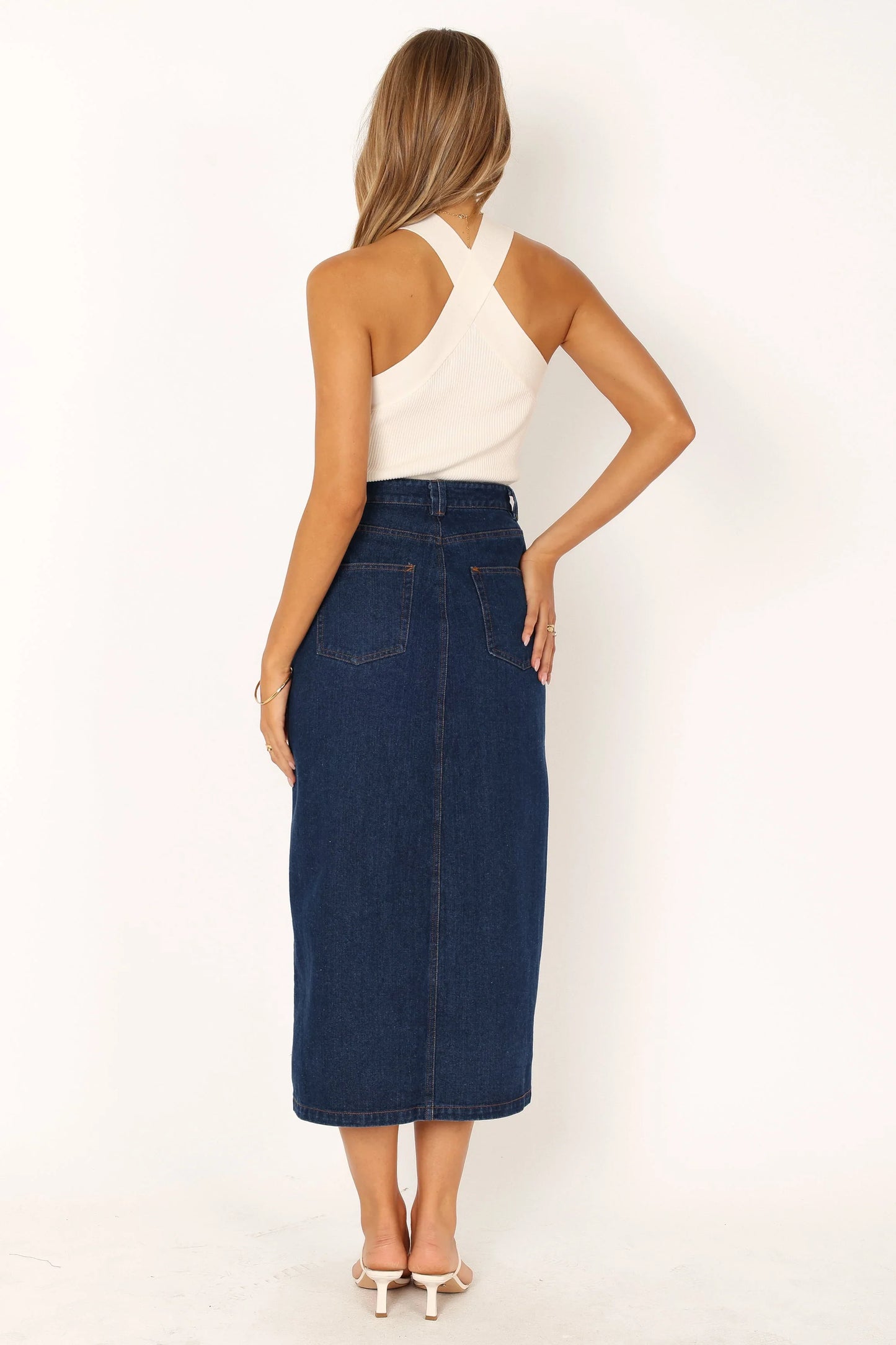 Rana Denim Midi Skirt Dark Denim