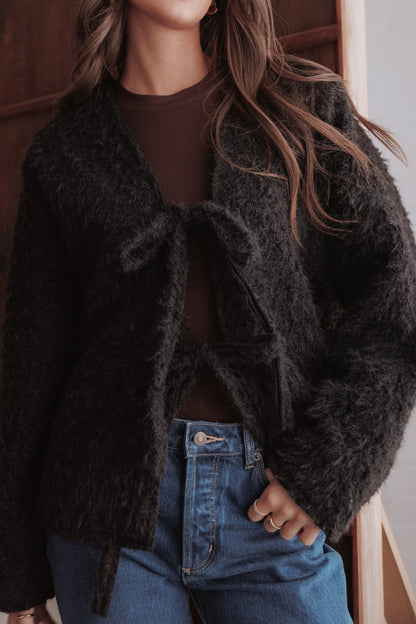 Kimmy Bow Oversized Cardigan Black