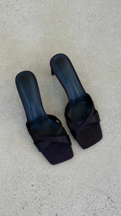Kelsie Heels Black Satin