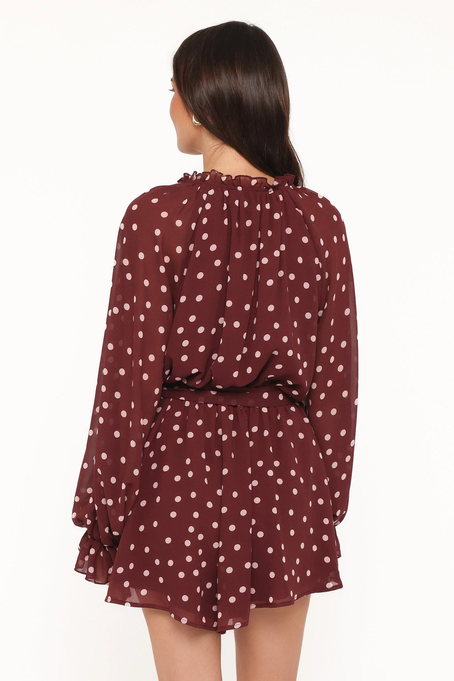 Michelle Romper Burgundy Polka Dot