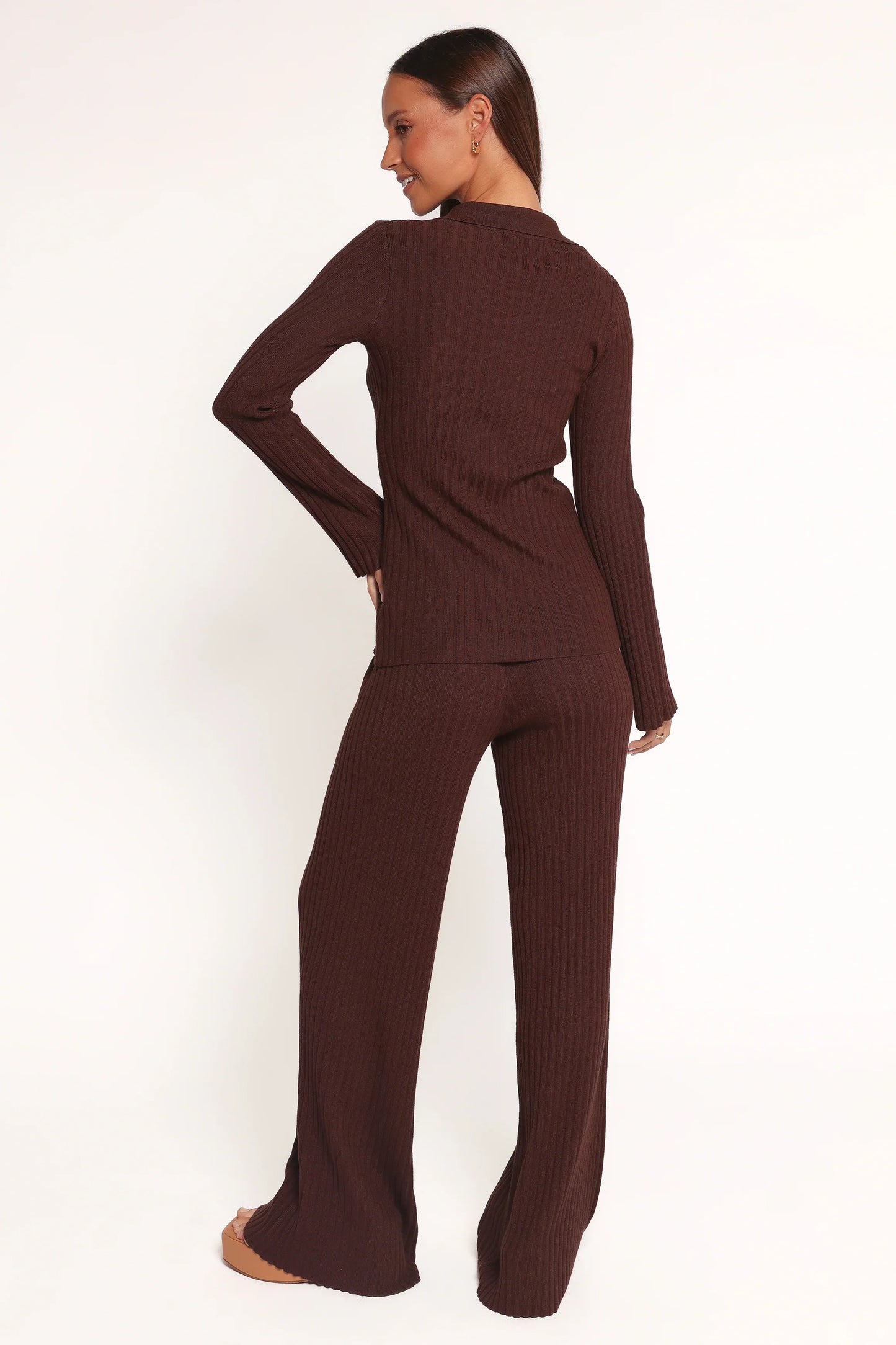 Aylia Ribbed Knit Set Chocolate
