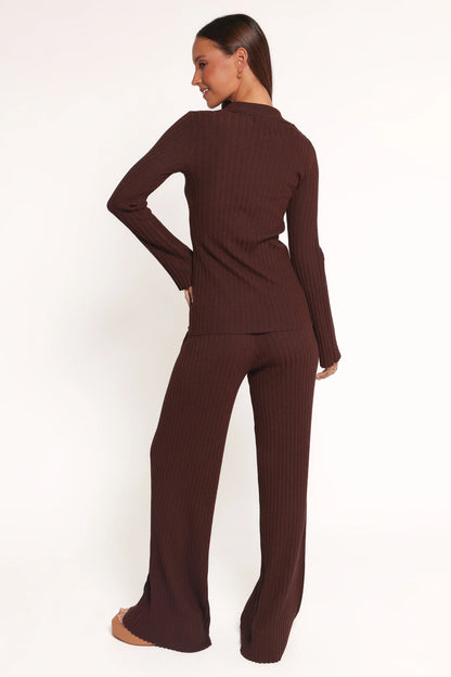 Aylia Ribbed Knit Set Chocolate