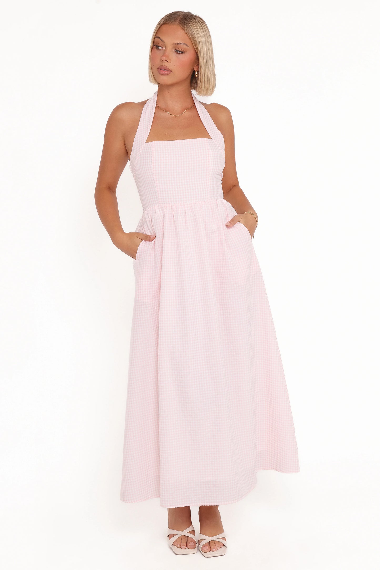 Margerie Halter Dress Pink Gingham