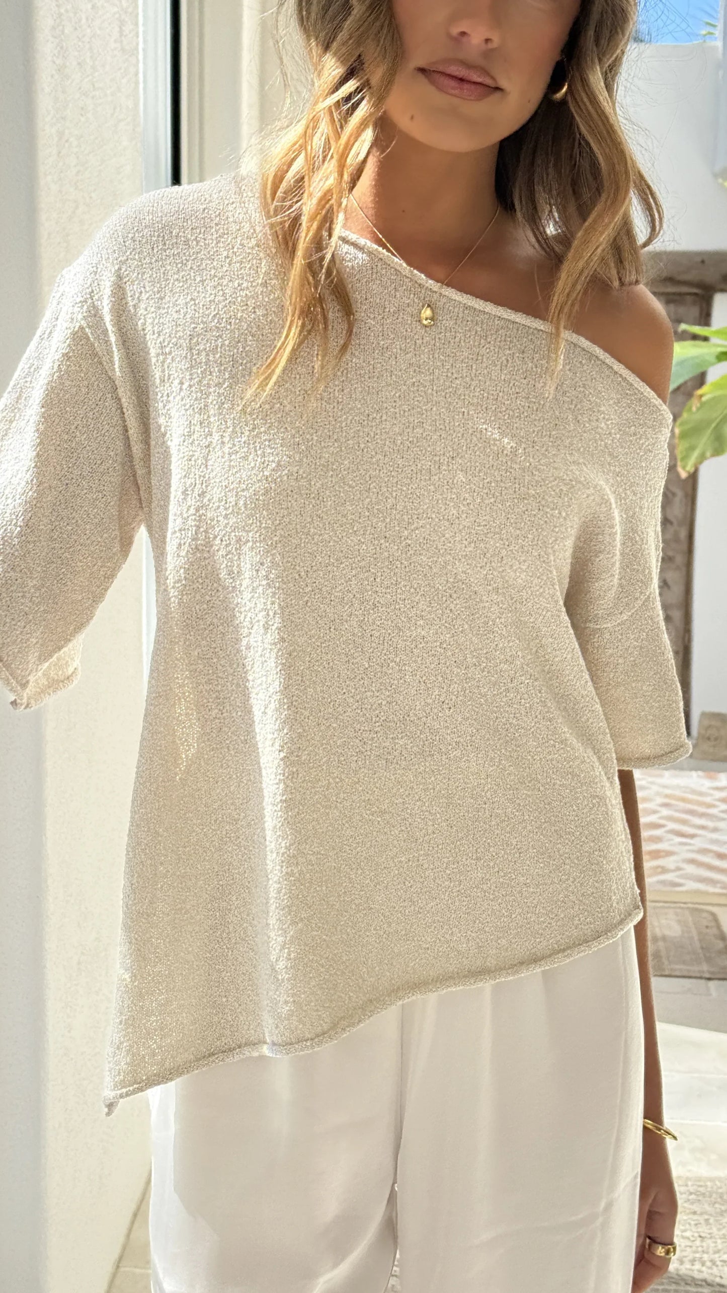 Blair Off Shoulder Tee Oatmeal