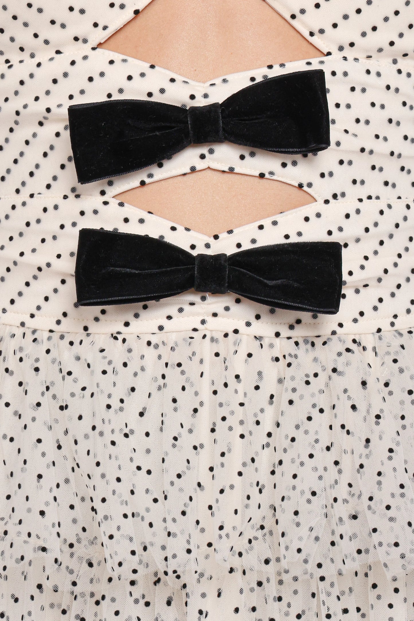 Kelari Strapless Midi Dress Cream Polka Dot