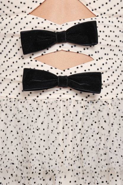 Kelari Strapless Midi Dress Cream Polka Dot