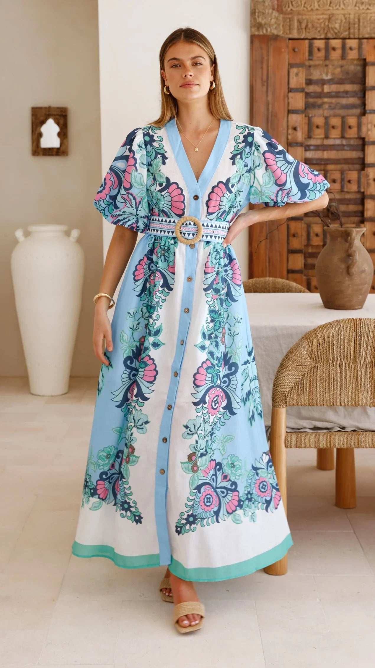 Dali Maxi Dress Island Bloom Blue
