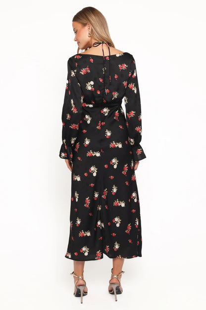 Pauline Long Sleeve Maxi Dress Black Floral