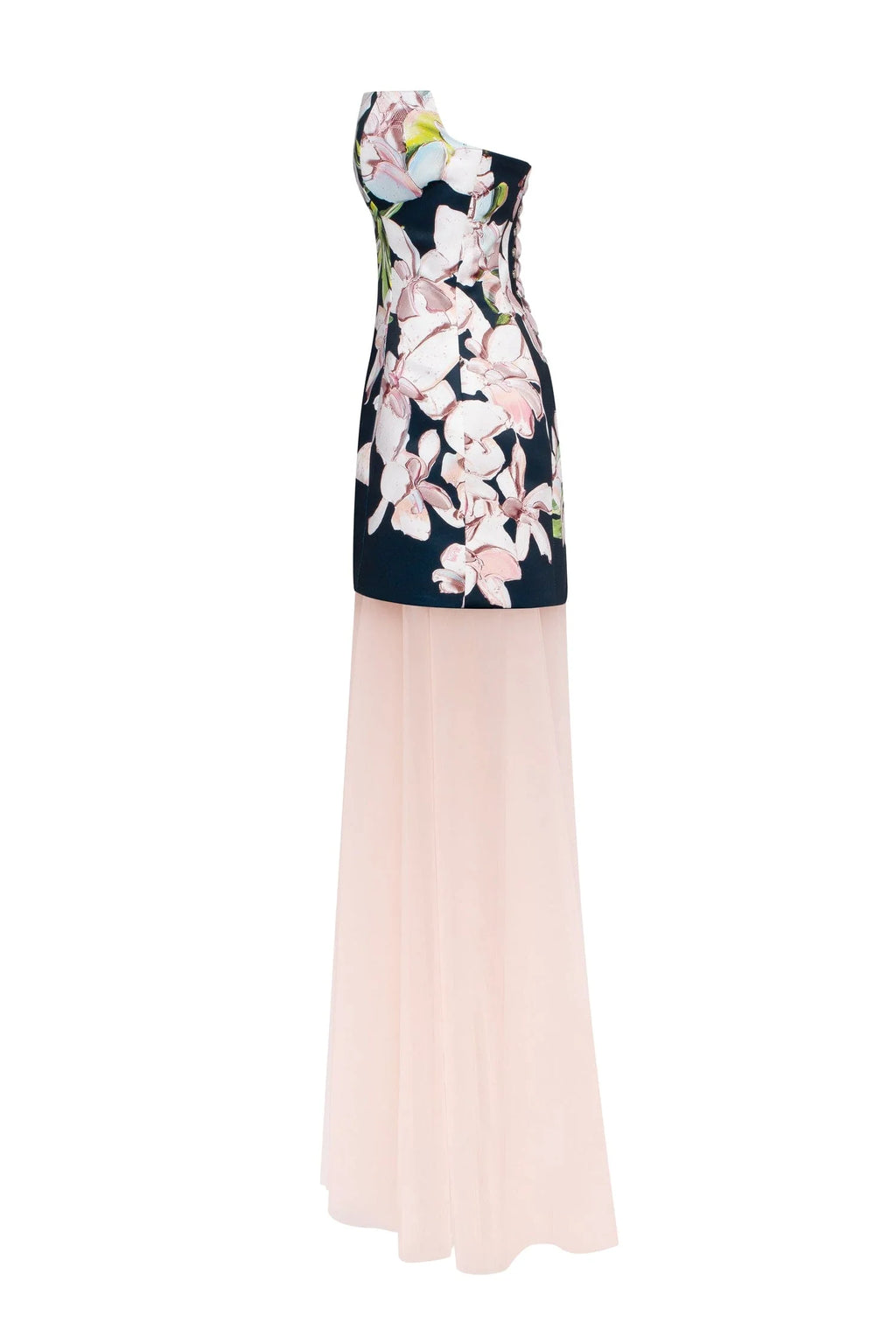 2 in 1 floral mini dress with a detachable light peach underskirt