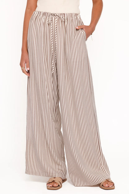 Elowen Wide Leg Pants Brown Stripe