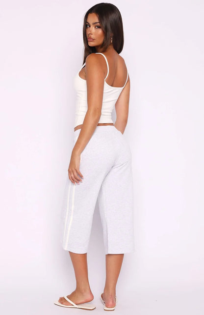 Stuck In A Daze Capri Track Pants Grey Marle