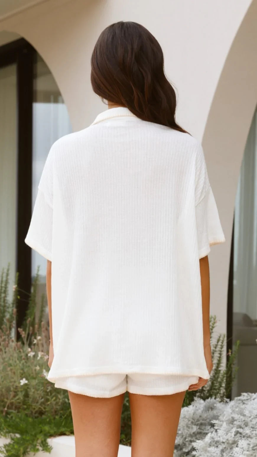 Eden Knit Top and Shorts Set White