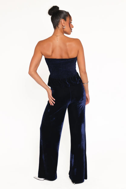Sutton Strapless Pant Set Midnight Blue Velvet