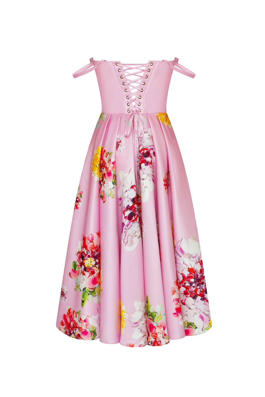 Tea length pastel pink floral dress Glow Up