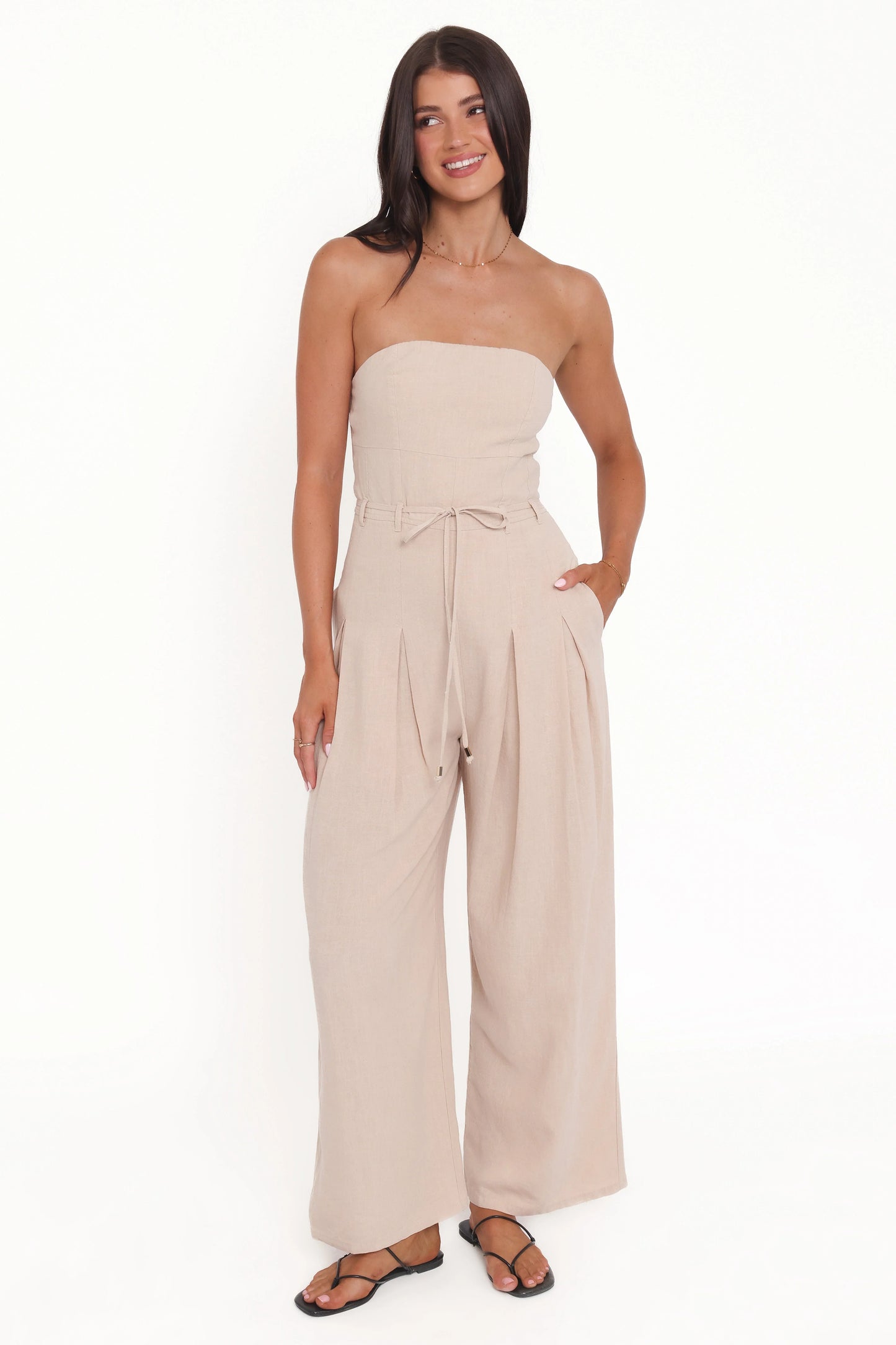 Calliope Tie Waist Jumpsuit Wheat