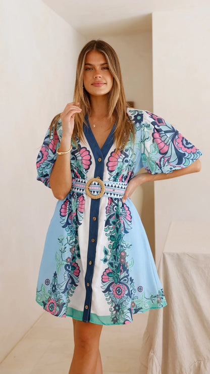 Dali Mini Dress Island Bloom Blue