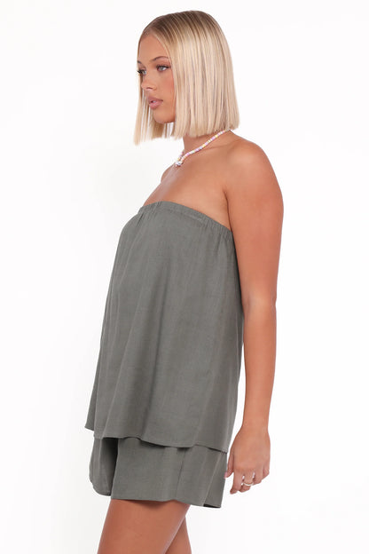 Karlen Strapless Romper Palm Green
