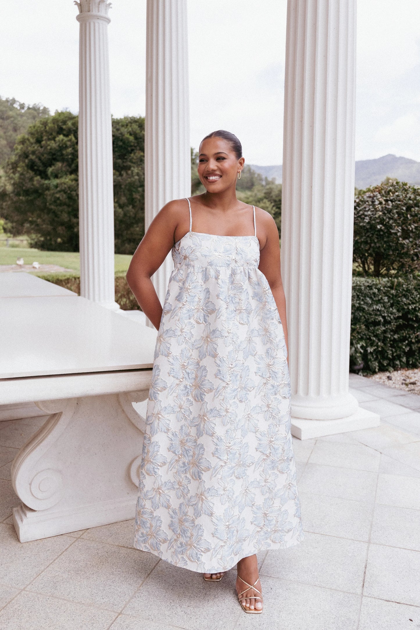 Yasmine Maxi Dress Baby Blue Floral