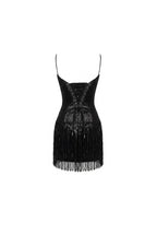 Black Mini Dress with Fringe and Sequins
