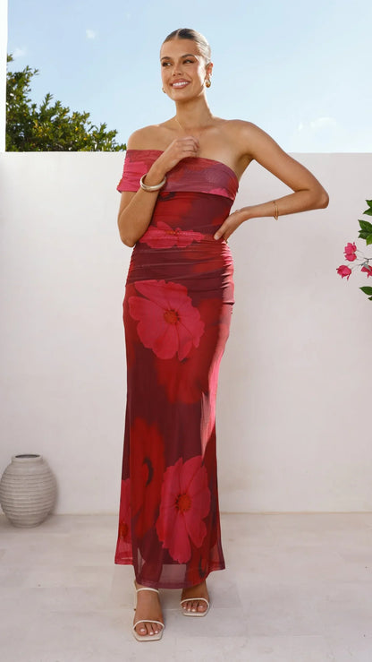 Jelani Maxi Dress Red Floral