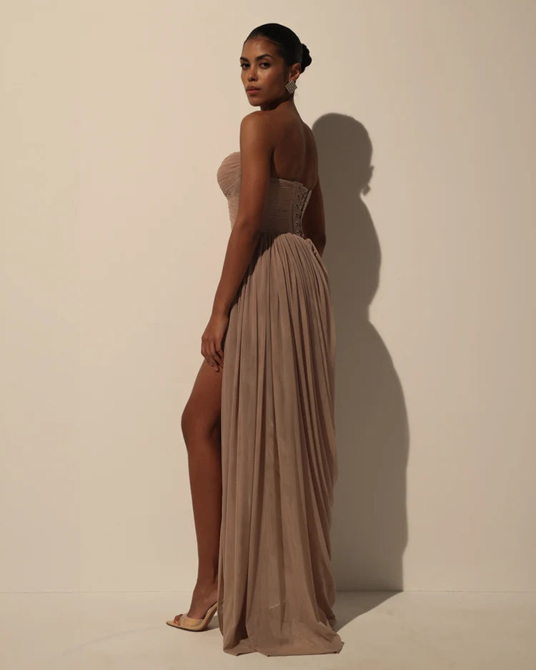 Dress with Corset Bodice and Draping