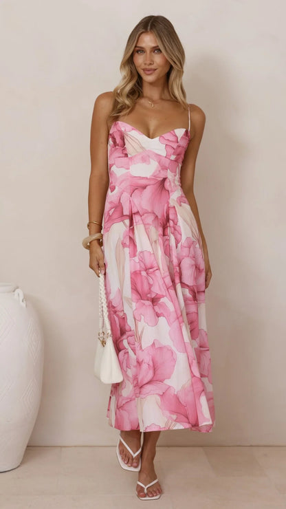 Dallas Midi Dress Pink Floral
