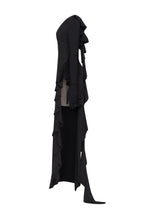 One shoulder ruffle trimmed maxi dress in black Xo Xo