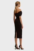 Black Classy midi dress with open neckline