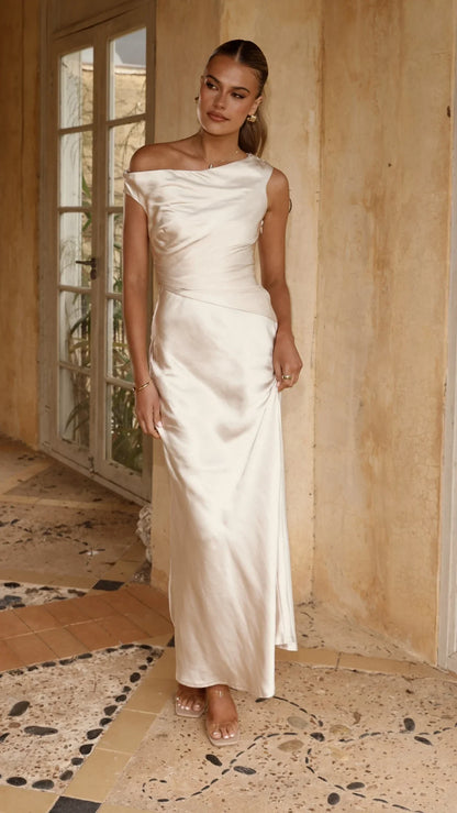Auria Off Shoulder Maxi Dress Champagne
