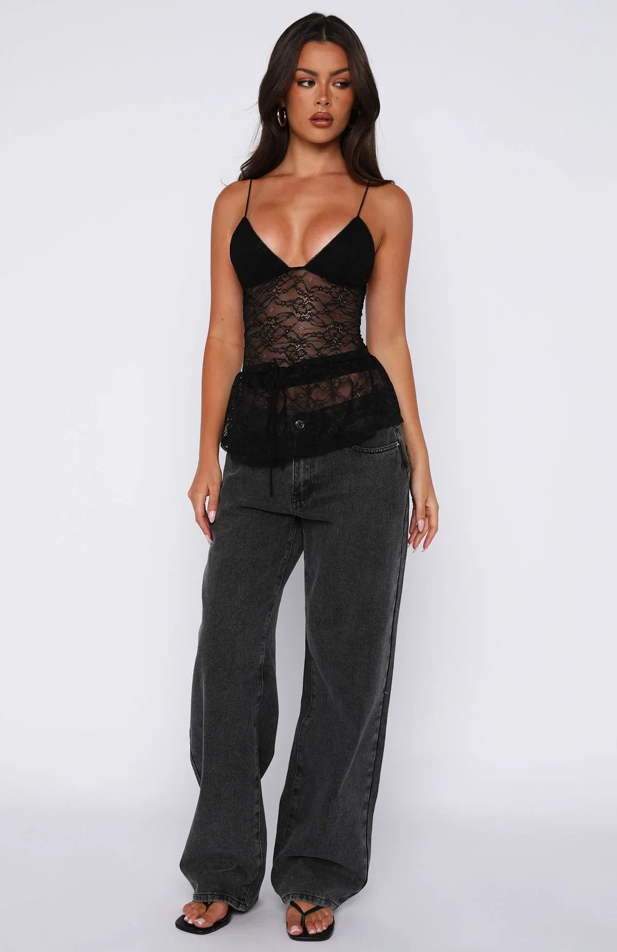 Vintage Postcard Lace Top Black