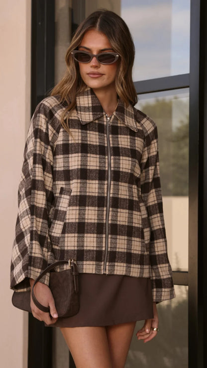 MVN Adrianna Jacket Brown Plaid