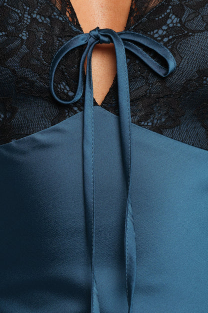 Cammy Maxi Slip Dress Blue Black