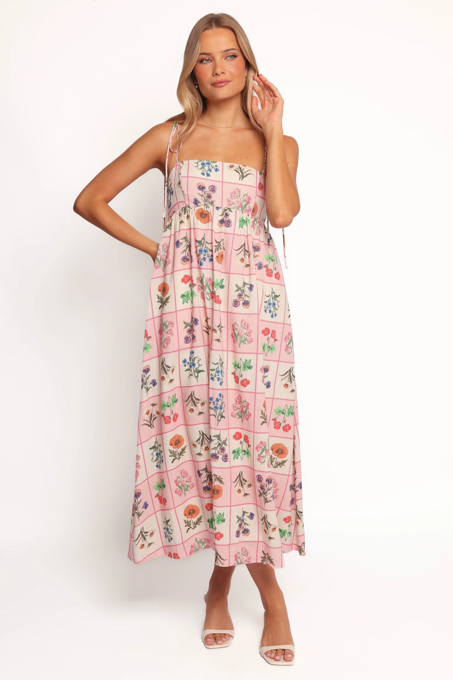 Simona Maxi Dress Pink Floral Tile