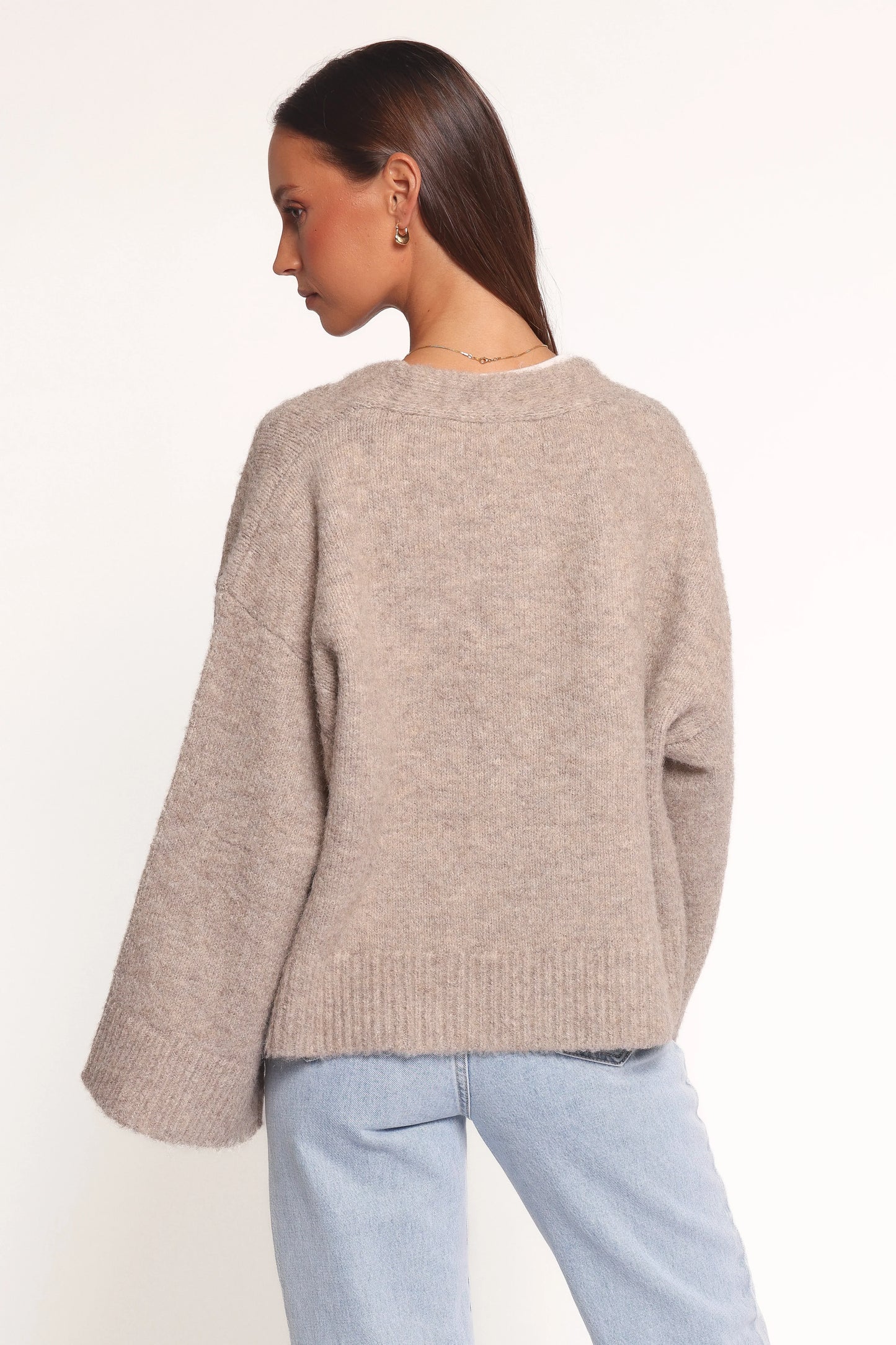 Fern Wide Sleeve Cardigan Mushroom