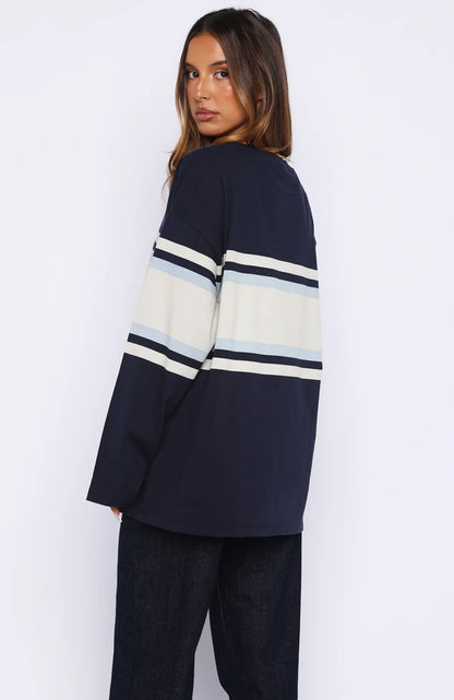 Too Cool For You Oversized Long Sleeve Tee Navy
