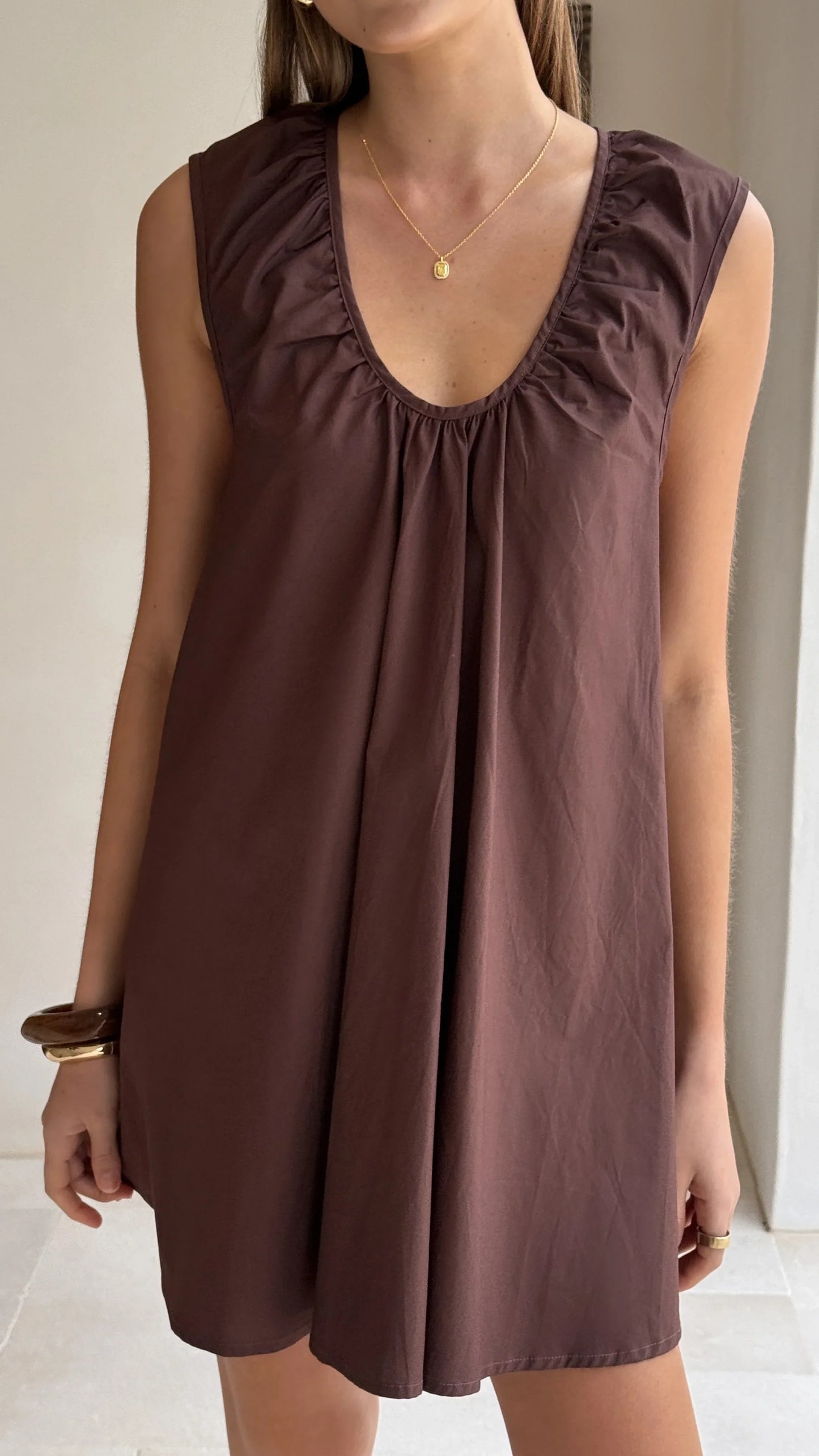 Vanessa Oversized Mini Dress Chocolate