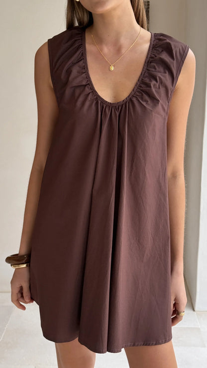 Vanessa Oversized Mini Dress Chocolate