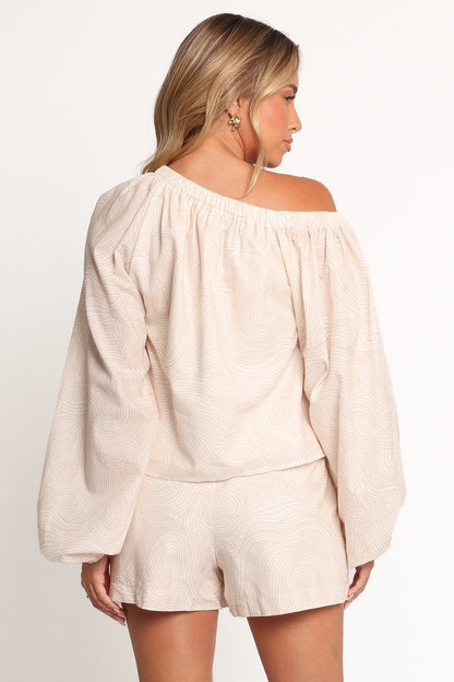 Tuliya High Waist Shorts Tan Swirl