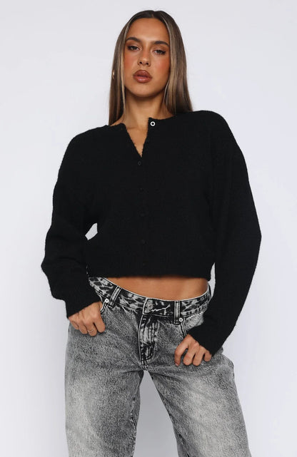 Warm Whispers Knit Cardigan Black