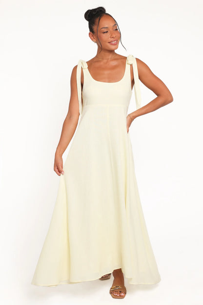 Valara Tie Shoulder Maxi Dress Butter Yellow