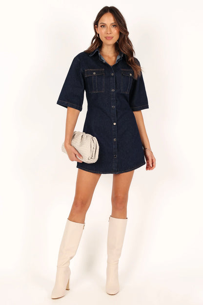 Hailey Denim Mini Dress Dark Denim
