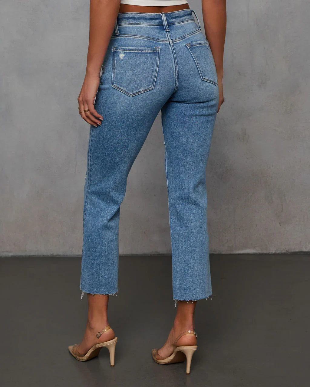 Lara Super Stretch Crop Frayed Hem Jeans