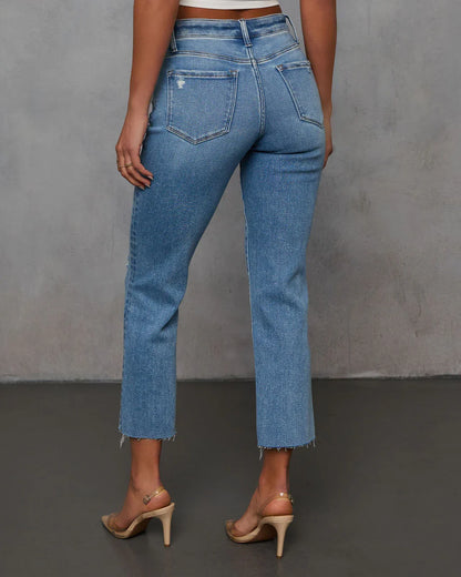 Lara Super Stretch Crop Frayed Hem Jeans