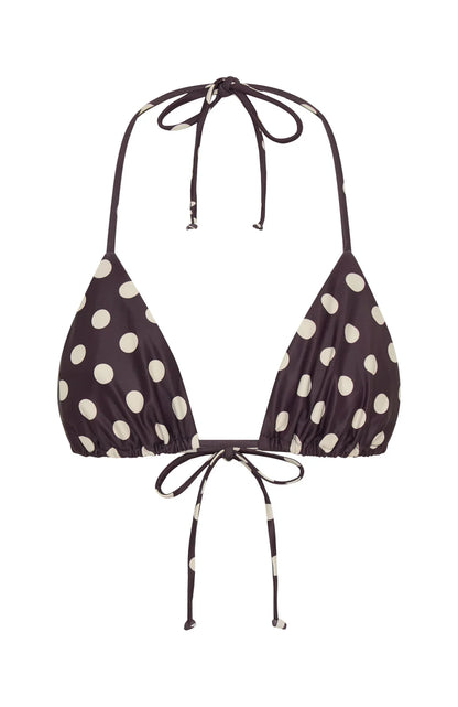 Golden Hour Bikini Top Choc Cream Polka Dot