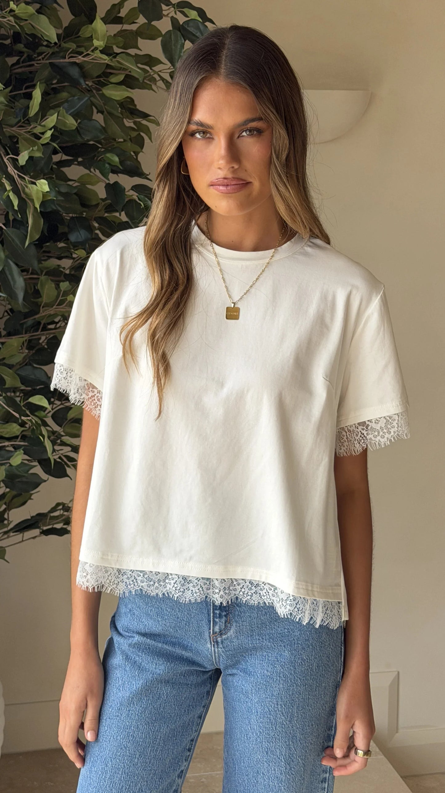 Clare Lace Back T Shirt White