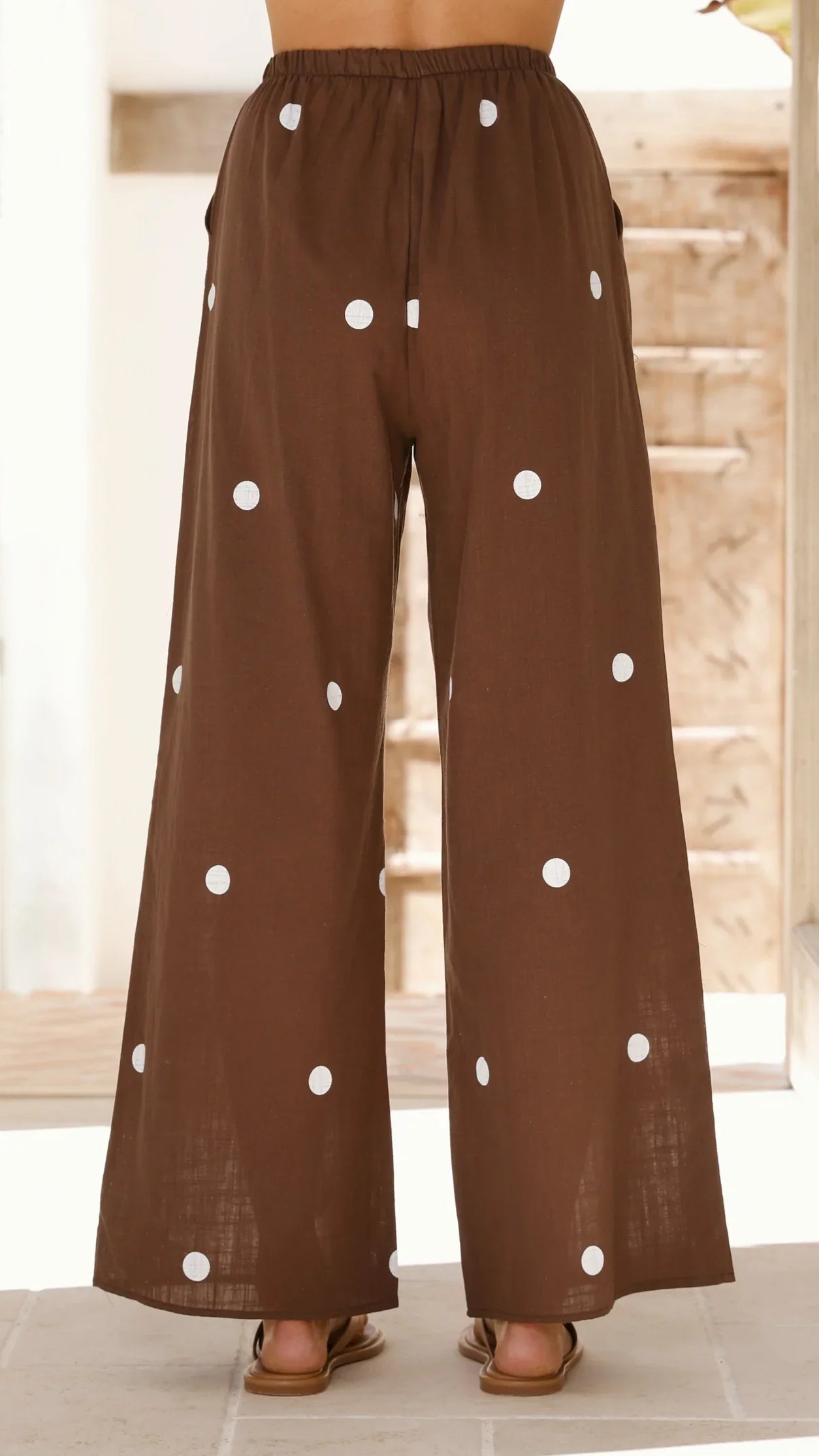 Kailani Strapless Top and Pants Set Chocolate White Polka Dot