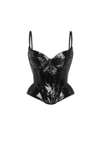 Sensational spaghetti straps sequined black corset Midnight Walk