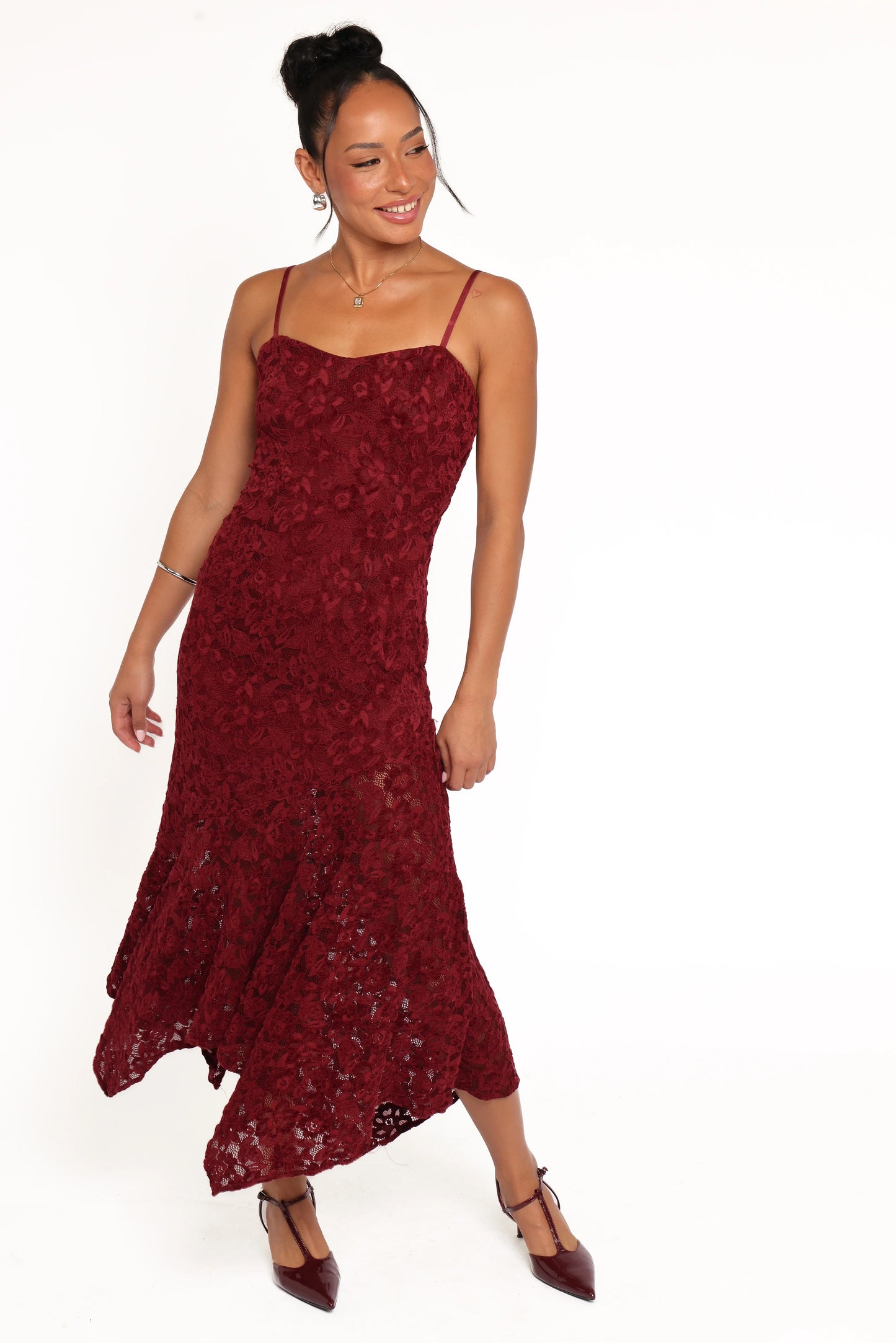 Lorde Midi Dress Burgundy Lace