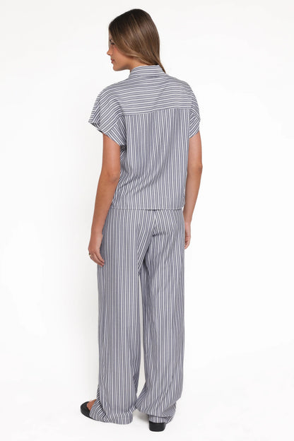 Melanie Pant Set Charcoal Stripe