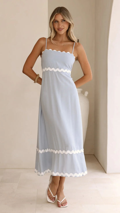 Seraphina Midi Dress Blue White
